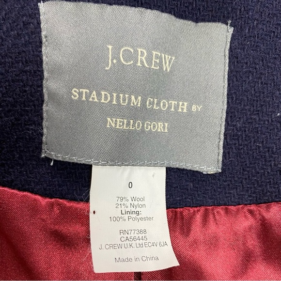 J. Crew Stadium Cloth by Nello Gori Wool Blend Classic Pea Coat Navy Blue 49360 - Picture 7 of 14
